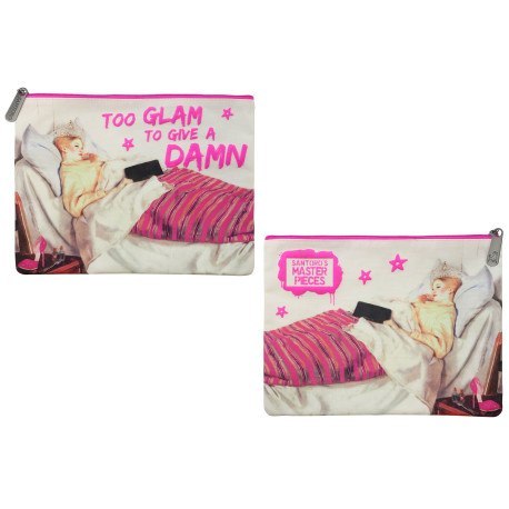 Duża płaska kosmetyczka, saszetka - masterpieces - too glam SANTORO LONDON