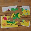 Moje pierwsze puzzle, 3 układanki, 6, 9, 12 el., dinozaur BARBO TOYS
