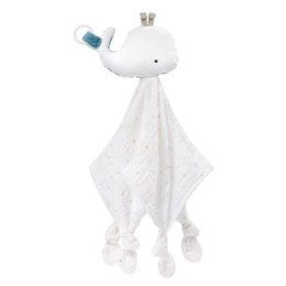 Pierwsza przytulanka, kocyk z uchwytem do smoczka, wieloryb, z FEHN