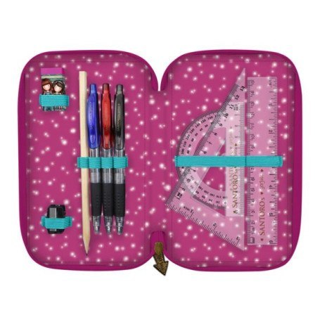 Potrójny piórnik z wyposażeniem - gorjuss - fireworks SANTORO LONDON