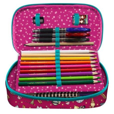 Rozkładany, 4-częściowy piórnik z wyposażeniem - fireworks SANTORO LONDON