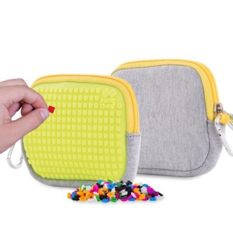 Saszetka na suwak, kosmetyczka, pixie crew, szara, neonowy żółty PIXIE