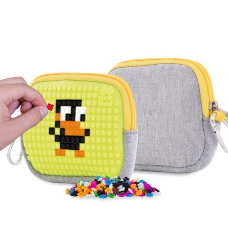 Saszetka na suwak, kosmetyczka, pixie crew, szara, neonowy żółty PIXIE