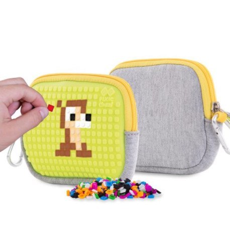Saszetka na suwak, kosmetyczka, pixie crew, szara, neonowy żółty PIXIE
