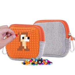 Saszetka na suwak, kosmetyczka, pixie crew, szara, pomarańczowy panel PIXIE