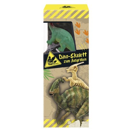 Wykopaliska, szkielet oraz figurka dinozaura, zest MOSES