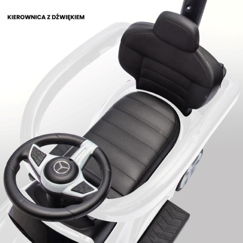 Jeździk pchacz chodzik dla dziecka Mercedes C-Class z popychaczem i podnóżkiem biały