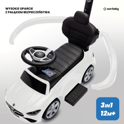 Jeździk pchacz chodzik dla dziecka Mercedes C-Class z popychaczem i podnóżkiem biały