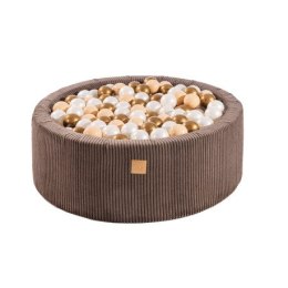 Okrągły basen z 200 piłkami, 90x30cm, brązowy, aes MEOWBABY