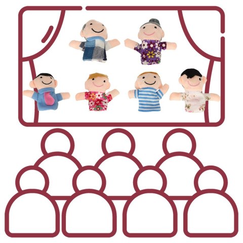 Pacynki palczatki pluszowe kukiełki na palce rodzinka teatrzyk zestaw 6 sztuk