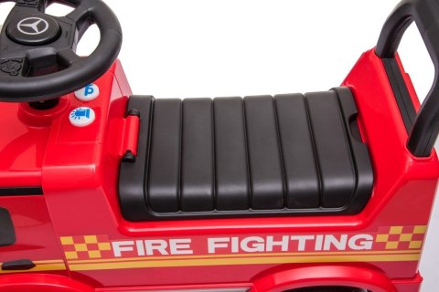 Pojazd jeździk dla dziecka na roczek, pchacz Mercedes Antos straż pożarna dźwięki czerwony