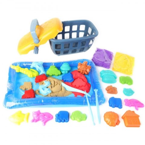 WOOPIE Piasek Kinetyczny 0,8 kg Zestaw w Koszyku z Foremkami + /