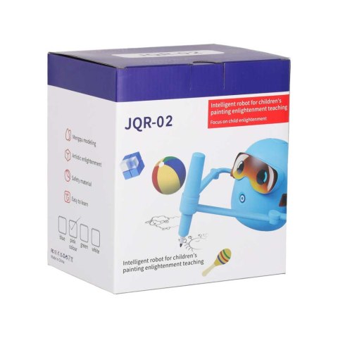 Zabawka interaktywna edukacyjna robot nauka rysowania fiszki mazaki niebieski