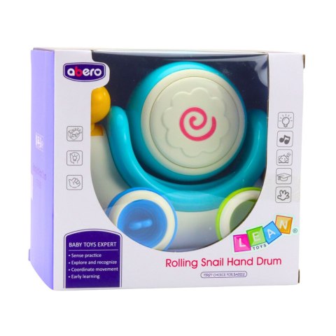Interaktywny Ślimak Jeżdżący Bębenek Muzyczny Edukacyjny Niebieski