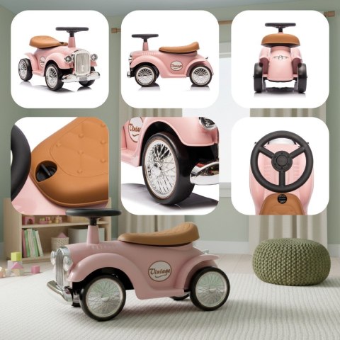 Jeździk RETRO, chodzik, pchacz - pudrowy róż