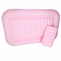 Materac dmuchany do pływania, leżak do opalania z poduszką różowy