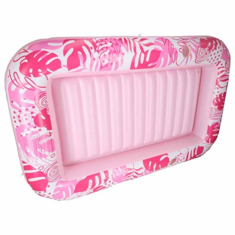 Materac dmuchany do pływania, leżak do opalania z poduszką różowy