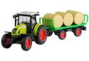 Traktor Farmerski Rolniczy Przyczepa Bale Siana Zielony 1:16