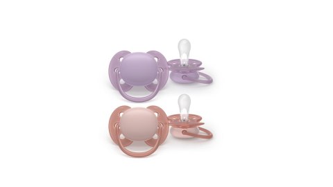 AVENT SCF091/43 Smoczek Ultra Soft 6-18m 2 szt. fioletowy/różowy