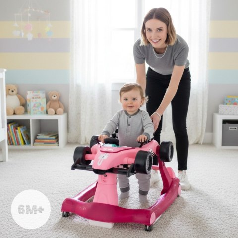 Chodzik, jeździk, pchacz WYŚCIGÓWKA FORMUŁA 1, 3w1 - różowy