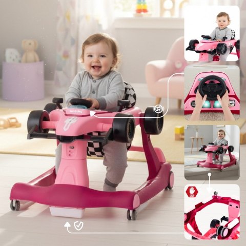 Chodzik, jeździk, pchacz WYŚCIGÓWKA FORMUŁA 1, 3w1 - różowy