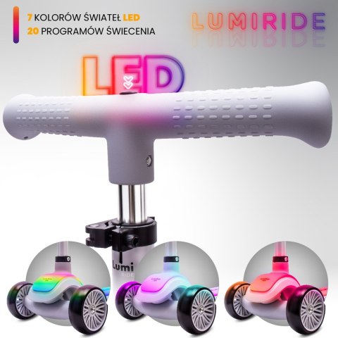 Hulajnoga trójkołowa balansowa platforma LUMIRIDE LED 7 kolorów / 20 programów - szary