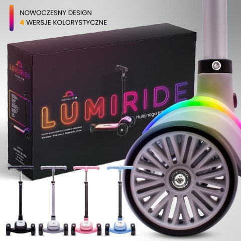 Hulajnoga trójkołowa balansowa platforma LUMIRIDE LED 7 kolorów / 20 programów - szary