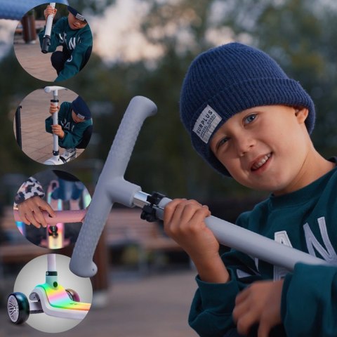 Hulajnoga trójkołowa balansowa platforma LUMIRIDE LED 7 kolorów / 20 programów - szary