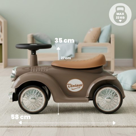 Jeździk RETRO, chodzik, pchacz - brązowy