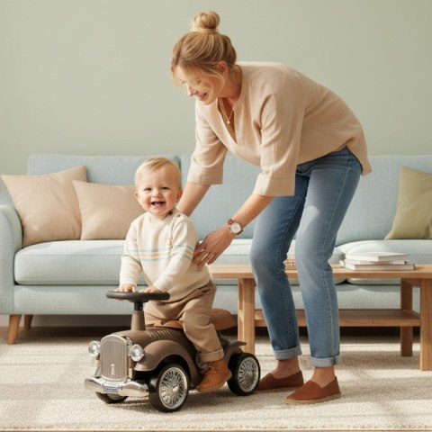 Jeździk RETRO, chodzik, pchacz - brązowy