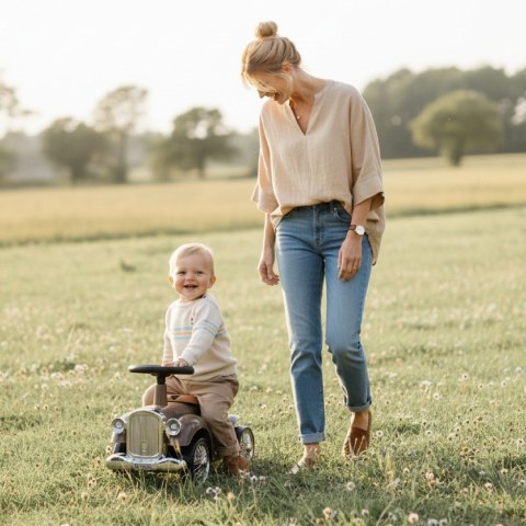Jeździk RETRO, chodzik, pchacz - brązowy