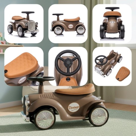 Jeździk RETRO, chodzik, pchacz - brązowy