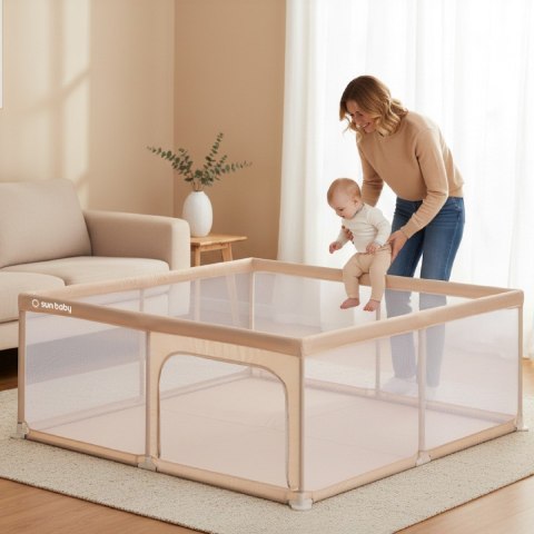 Kojec dla dziecka łóżeczko DUŻY PLAC ZABAW 150 x 200 x 68 cm - beżowy