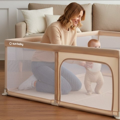 Kojec dla dziecka łóżeczko DUŻY PLAC ZABAW 150 x 200 x 68 cm - beżowy