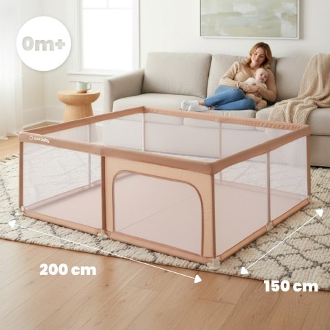 Kojec dla dziecka łóżeczko DUŻY PLAC ZABAW 150 x 200 x 68 cm - łososiowy