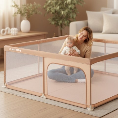 Kojec dla dziecka łóżeczko DUŻY PLAC ZABAW 150 x 200 x 68 cm - łososiowy