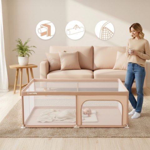 Kojec dla dziecka łóżeczko DUŻY PLAC ZABAW 150 x 200 x 68 cm - łososiowy