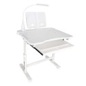 Biurko dziecięce szkolne regulowane krzesło lampka LED USB białe