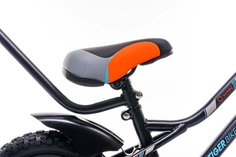 Rower 12 cali Tiger Bike z pchaczem - czarny & pomarańczow & turkusowy