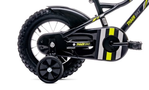 Rower 12 cali Tiger Bike z pchaczem - czarny & żółty & szary