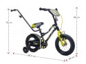 Rower 12 cali Tiger Bike z pchaczem - czarny & żółty & szary