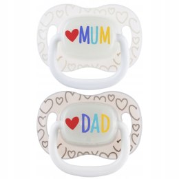 CANPOL 34/939 Smoczek uspokajający silikonowy symetryczny 0-6m LoveMum&Dad 2 szt