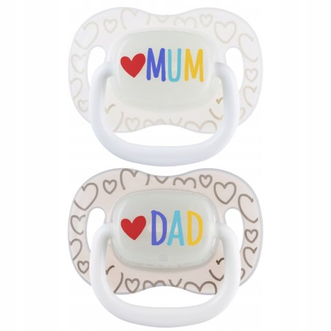 CANPOL 34/939 Smoczek uspokajający silikonowy symetryczny 0-6m LoveMum&Dad 2 szt