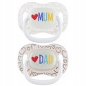CANPOL 34/940 Smoczek uspokajający silikonowy 6-18m symetryczny LoveMum&Dad 2 szt