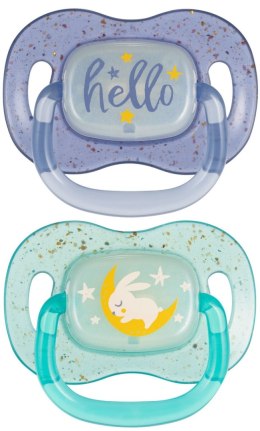 CANPOL 34/944 Smoczek uspokajający silikonowy 18+m NightGlow 2szt niebieski