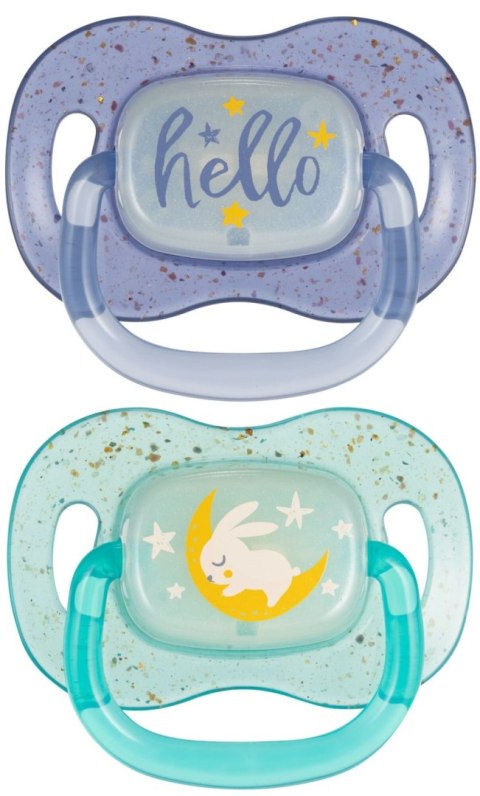 CANPOL 34/944 Smoczek uspokajający silikonowy 18+m NightGlow 2szt niebieski