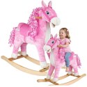 Koń Na Biegunach Dźwięki Rusza Pyskiem Ogonem Różowy 74 cm