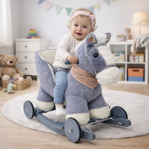 Koń Na Biegunach Jeżdzik 2w1 Bujak Osiołek Dla Malucha Szary