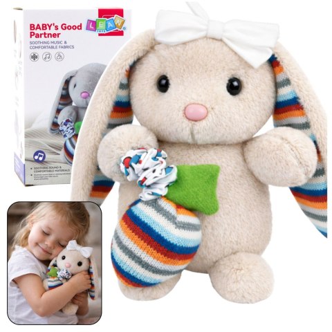 Miękki Pluszowy Króliczek Pozytywka Przytulanka Maskotka Beżowy