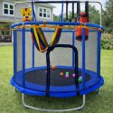 Trampolina dla dzieci ogrodowa siatka piłki koszykówka 150cm niebieska